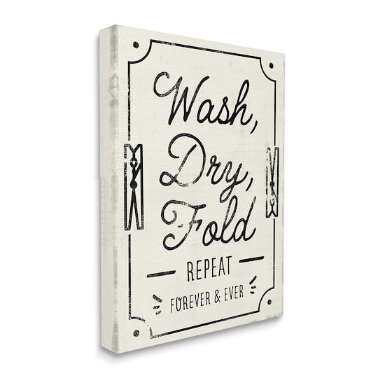 Stupell Industries Charming Retro Laundry Wash Dry Fold Repeat Canvas Wall Art